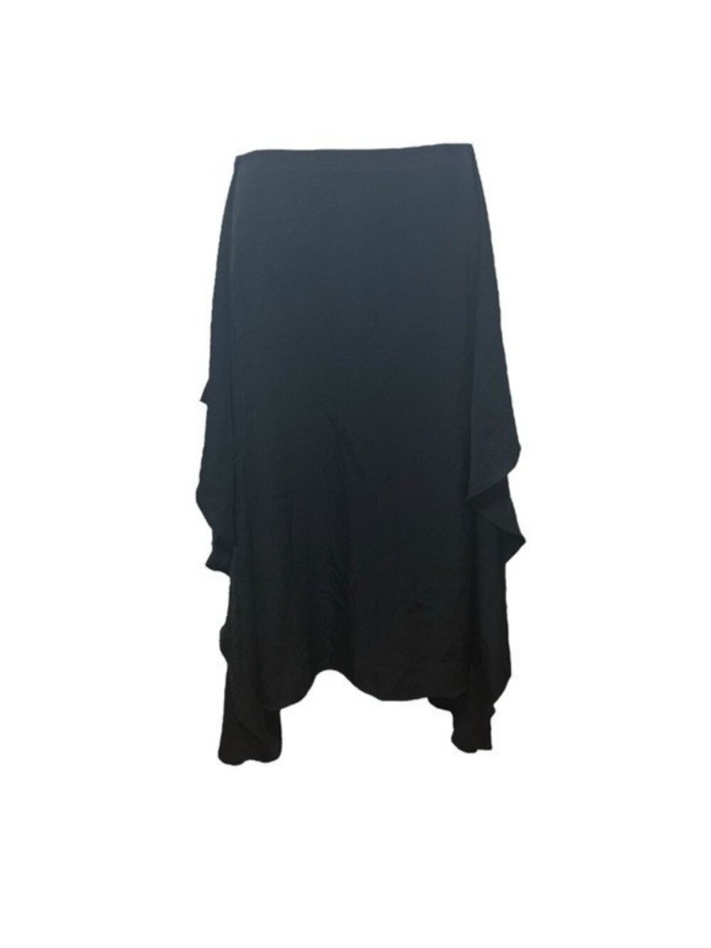 Vince Size 6 Dark Coastal Tie Front Asymmetric Skirt Midi Black Lagenlook Drape